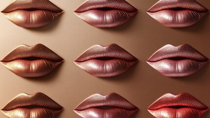 Obraz premium Metallic Lipsticks Arranged In A Repeating Pattern