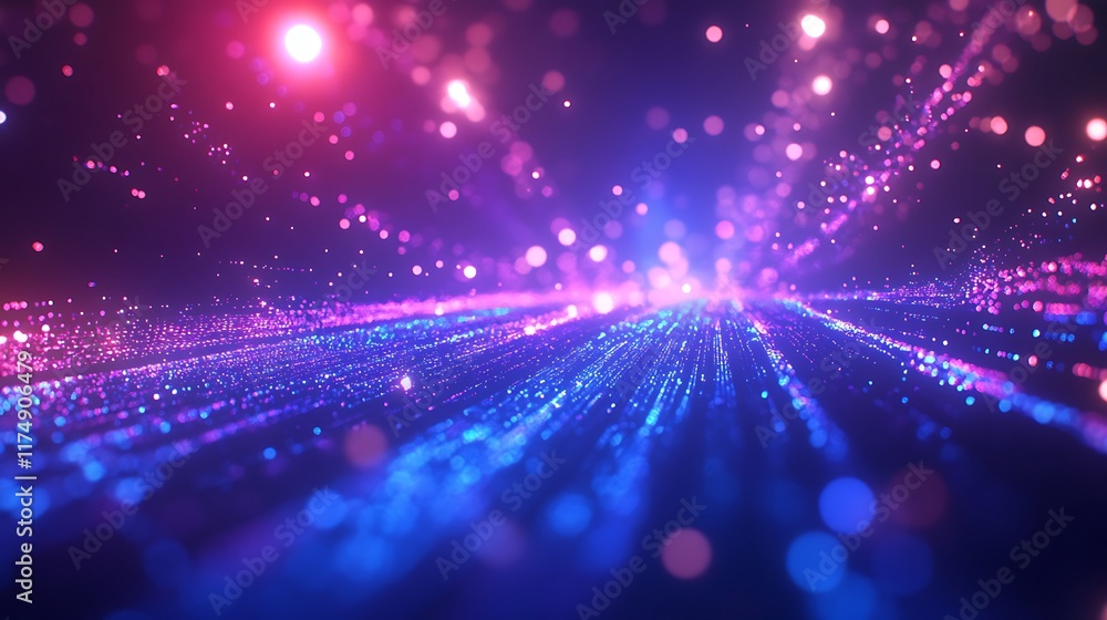 Aufkleber abstract futuristic background with colorful glowing neon moving high-speed wave lines and bokeh lig