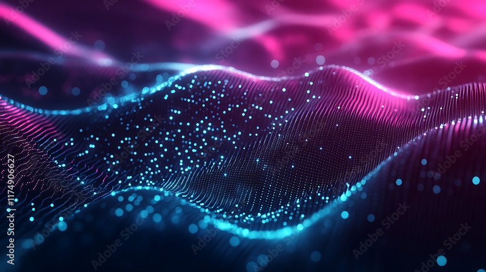 Aufkleber abstract futuristic background with colorful glowing neon moving high-speed wave lines and bokeh lig