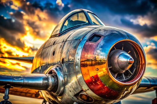 Macro Detail of a Vintage F-86 Sabre Jet Plane - Rivets, Metal Texture, Aviation History