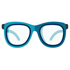 Trendy blue and black eyeglasses illustration, Vector illustration of stylish blue eyeglasses with black accents, showcasing a modern and bold design on a white background.
