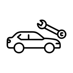 Small business Car repair service line art icon with car and wrench