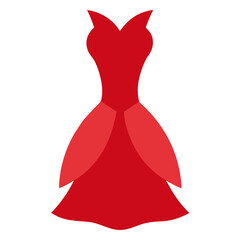 Elegant red dress vector illustration, Stylized vector illustration of a red formal dress with flared design, perfect for fashion, design, or wedding themes.
