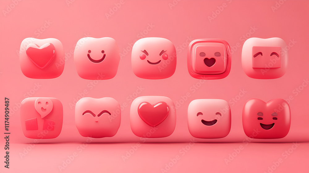 Poster The 3d keyboard with colorful alphabet blocks spells out LOVE on a computer screen, symbolizing internet communication and business technology