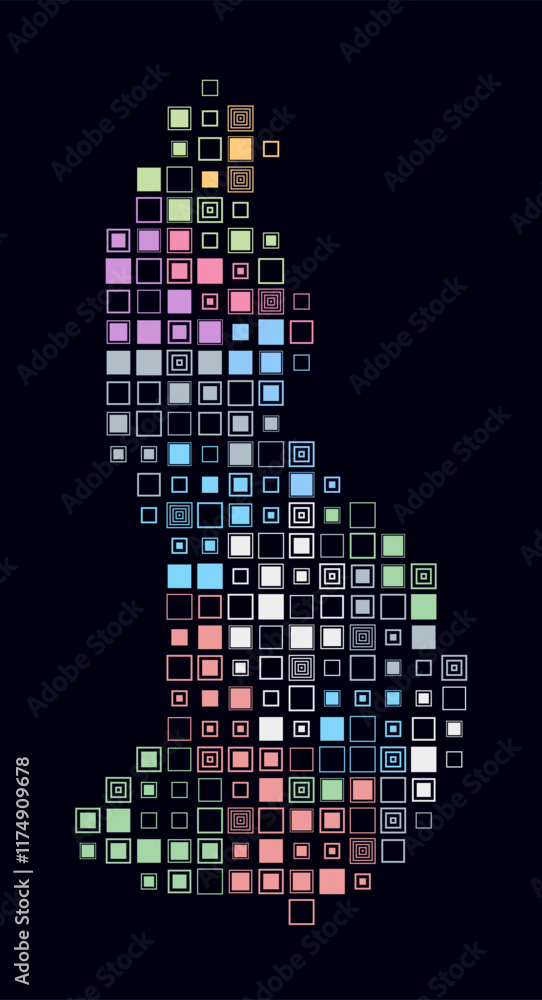 Poster liechtenstein, shape of the country built of colored cells. digital style map of liechtenstein on a 