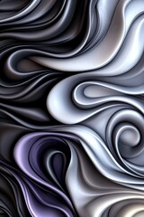 Obraz premium Abstract Wavy Lines in Dark Gray and Silver Tones