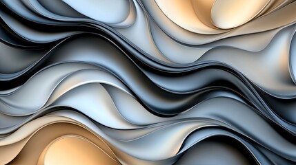 Obraz premium Wavy Grey and Metallic Abstract Design