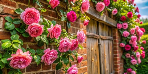 Fototapeta premium Macro Rose Trellis English Countryside Cottage Garden Bloom