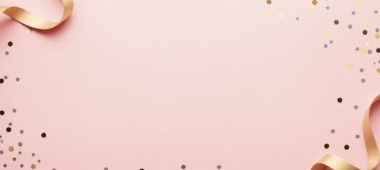 Minimalistic pink background with golden ribbons, Bachelorette
