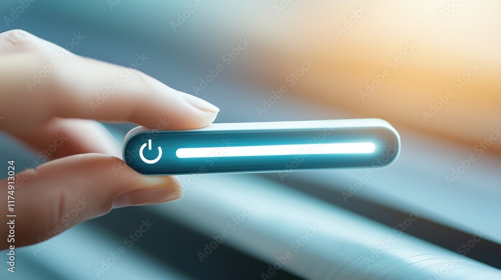 Poster activating modern technology device urban setting image capture bright environment close-up view inn