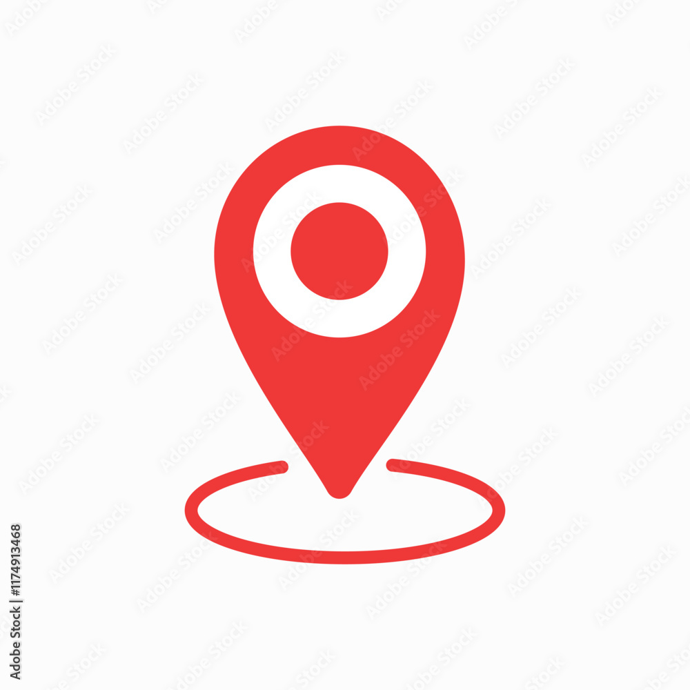 Aufkleber red map pointer with dot in the middle isolated on white background, three-dimensional rendering, 3d