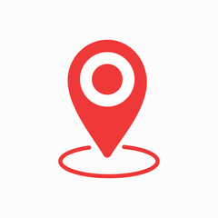 Red map pointer with dot in the middle isolated on white background, three-dimensional rendering, 3D illustration