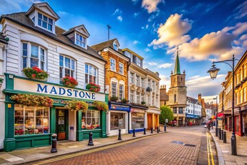 Fototapeta premium Maidstone Kent England UK: Picturesque Town Scene with Copy Space