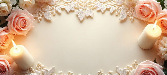 Floral wedding decor with candles and lace details, Bachelorette