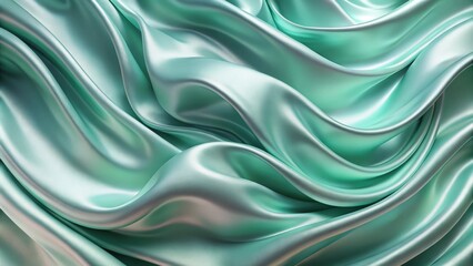 Obraz premium Abstract Drapery of Smooth, Seafoam Green Fabric with Gentle Undulations and Luxurious Sheen