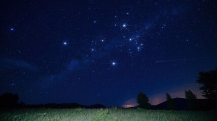 Breathtaking starry night sky with countless bright stars and visible planets in a remote landscape