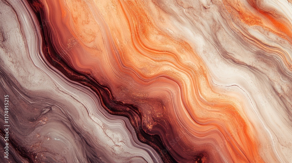 Poster a textured abstract design with streaks of orange and pink, creating depth and movement.