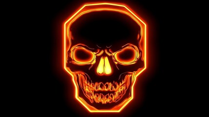 Fototapeta premium Fiery Octagonal Frame Encloses Glowing Skull