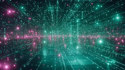 Obraz premium Abstract Digital Network Glowing Lines And Lights