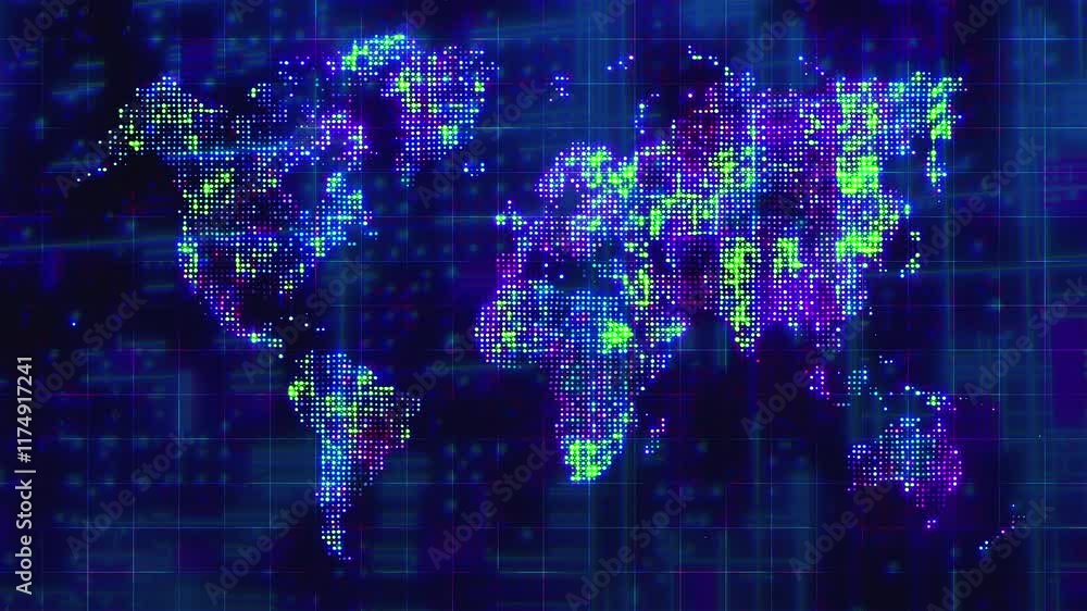Poster global technology map. computer generated