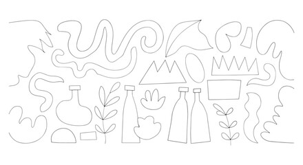 Abstract Graphic Shape vector , hand drawn illustration of a set of figures