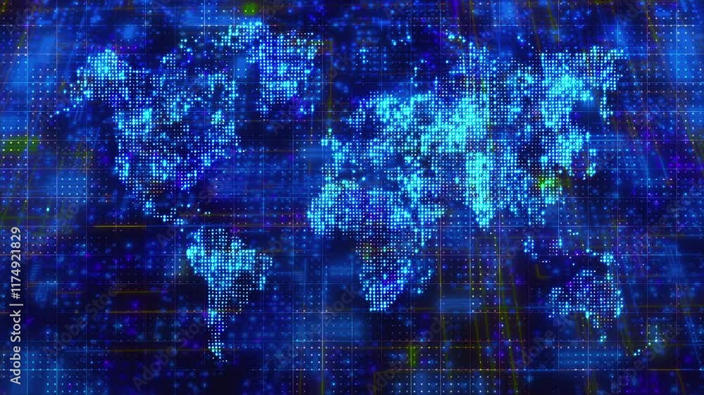 Poster global technology map. computer generated