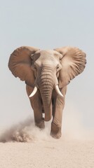 Fototapeta premium A realistic digital drawing of an elephant on a white background, capturing the majestic features and powerful stance of the animal.