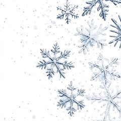 Delicate snowflakes on white background, winter design.
