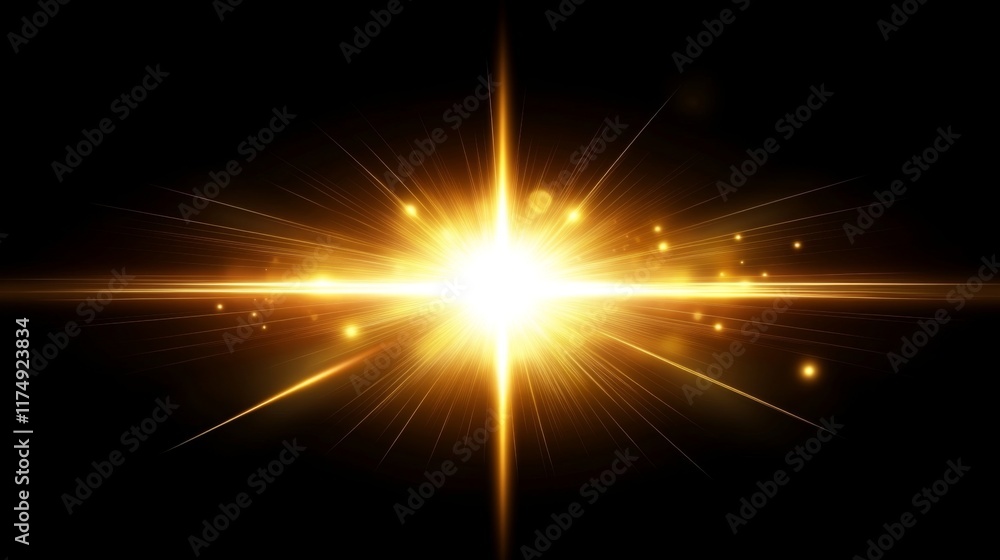 Poster a burst of light emanating from a central point in space, radiating outward in all directions with l