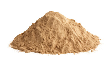 A high pile of desert sand with sharp, defined edges and a fine grain, Isolated on white background