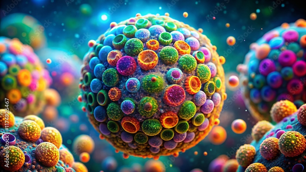 Poster microscopic image of onion cell nucleus - high-resolution stock photo