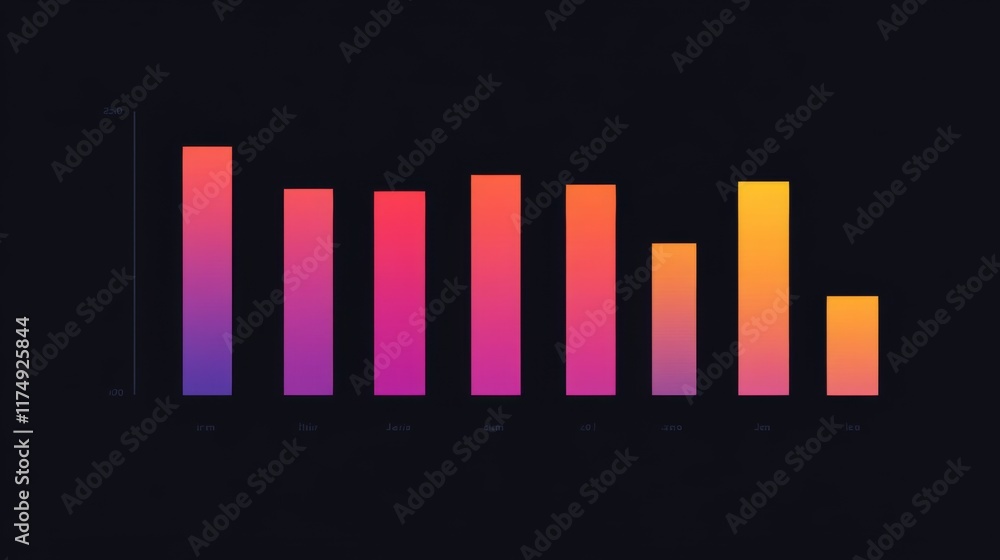 Fototapete a clean and sharp financial bar graph with colorful bars, displaying growth trends over time on a hi