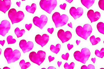 Pink watercolor hearts, romantic background, vibrant design, love theme, artistic pattern, seamless texture.