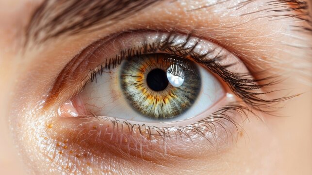Human eye with constricted pupil in bright light