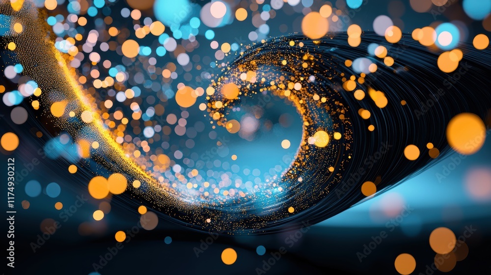 Poster an abstract representation of a virtual reality environment with swirling colors, geometric shapes, 