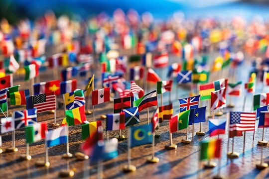 Miniature World Flags: A Tilt-Shift Photography Collection