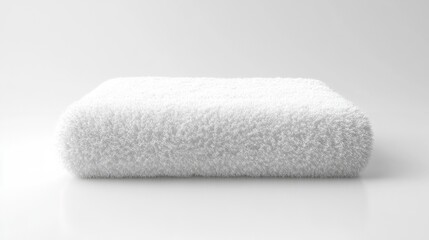 A fluffy white towel folded neatly. Perfect for showcasing bathroom products or adding a touch of comfort to a scene.