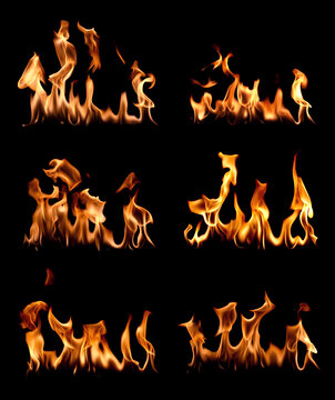 Set fire strip isolated on black background