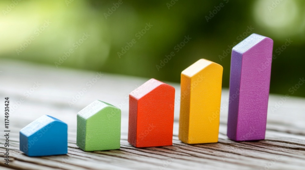 Poster a close-up of a financial bar graph on a digital screen showing rising values, with sharp, colorful 
