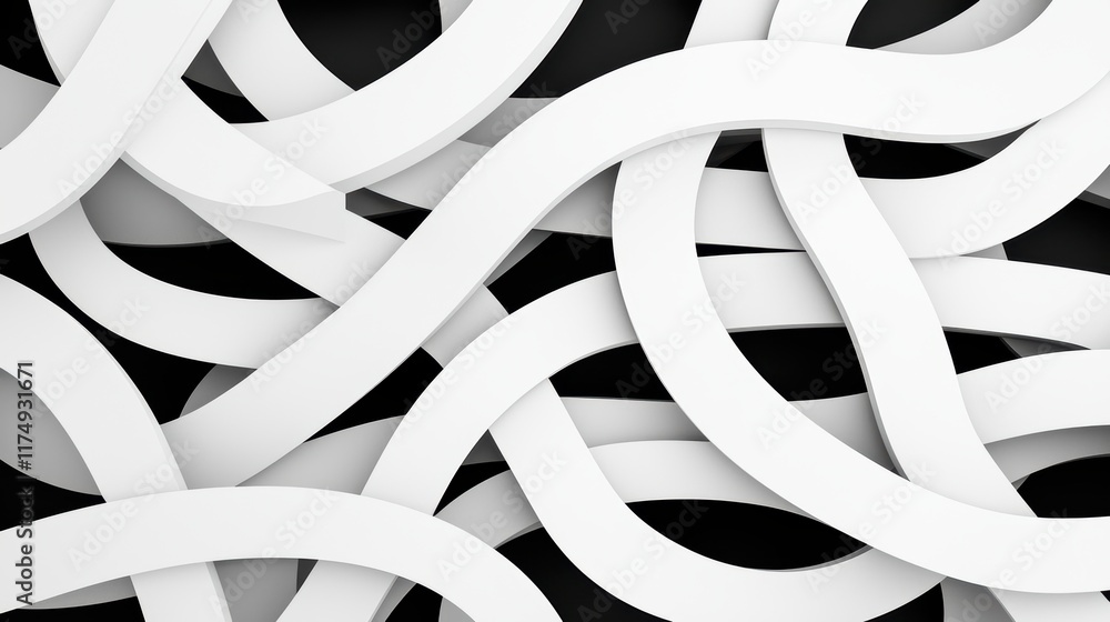 Poster a continuous, flowing line forming intricate patterns and loops, representing the non linear and int