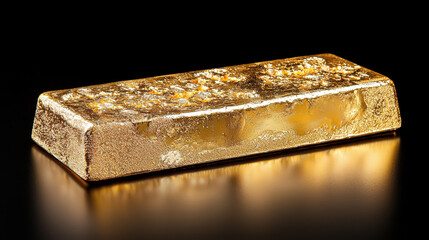 gold bar illuminated under intense light, showcasing its clarity and shine. surface reflects light beautifully, emphasizing its luxurious and valuable nature