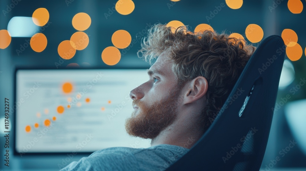 Poster a developer swiveling in their chair to view code on a vertical monitor, highlighting the ergonomic 