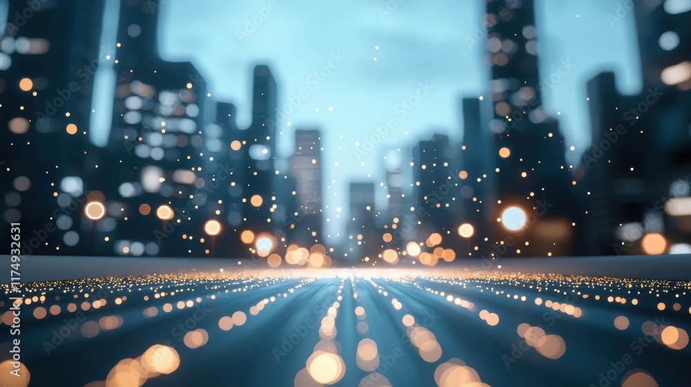 Poster a futuristic cityscape with holographic projections of ai algorithms and data streams, showcasing th