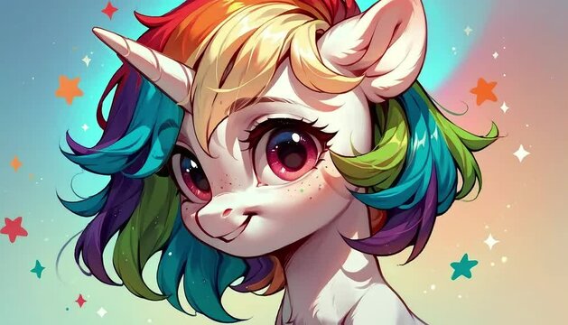 Unicorn pony with rainbow hair