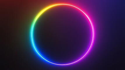 Obraz premium Vibrant Rainbow Neon Oval Light Glowing Dark Background