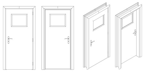 Door Line Art Illustration. Modern and Minimalist Vector for Architecture, Interior Design, and Decorative Projects. Vector illustration isolated on white background.