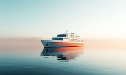 Minimalist landscape of a boat in the lake