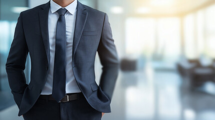 person with folded arms, an office worker, businessman, startup CEO, office background