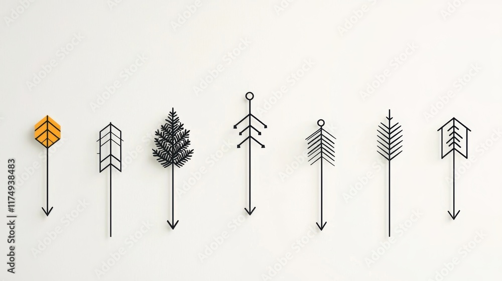 Aufkleber minimalist line art arrows with a clean and elegant aesthetic, suitable for minimalist designs and u
