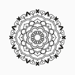 Decorative pattern mandala design. Easy Mandala Black and White Outline. Mandala for Coloring Pages